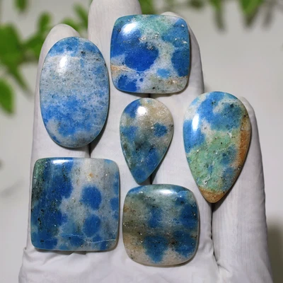 Paquete de 6 piezas de piedras preciosas cabujón mezcla de orbes azules jaspe natural K2 26 mm-35 mm Foto 1 de 4