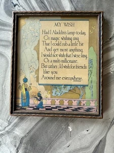 Linterna mágica Aladdin con estampado enmarcado vintage Art Deco años 20 My Wish JB Downie - Imagen 1 de 4