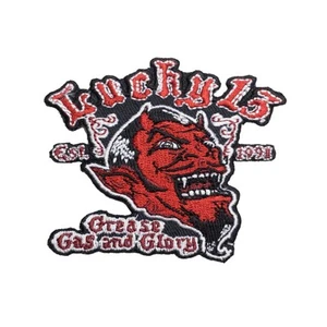 Mens Hot Rod Biker Patch Lucky 13 Grease Gas Glory Iron-On Rockabilly - Picture 1 of 1
