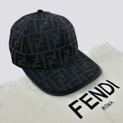 Fendi Zucca FF Print Canvas Monogram Baseball Trucker Cap Hat Black Size M - Image 1 of 4