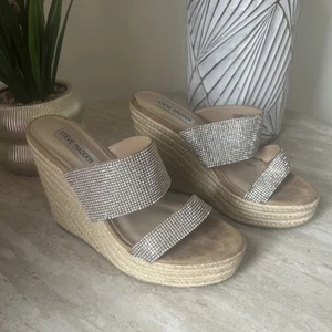 Steve Madden Sunrise-Rhinestone Wedge Sandals - Size 7.5M - Picture 1 of 12