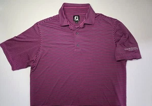 Footjoy Mens Size M Pink/Black Striped Short Sleeve Polo Shirt - Picture 1 of 13
