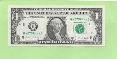 1988A ..UNCIRC  $1  H 4275 8444 G .... 1988A $1  H-G     NICE NOTE    FRN - Image 1 of 2