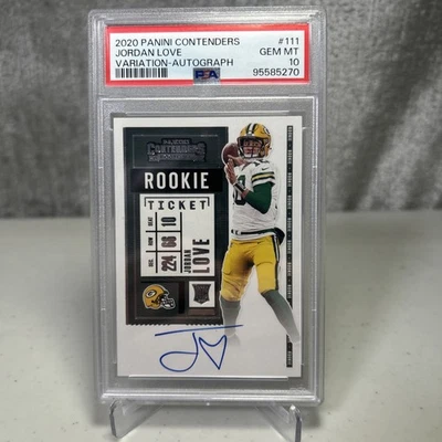 Jordan Love 2020 Panini Contenders Variation Rookie Auto PSA 10 Packers #111 Foto 1 de 4