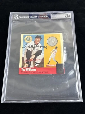 Ted Williams 1990 Auto Signed HOF Coin 500 Club Beckett Authenticated - Image 1 of 4