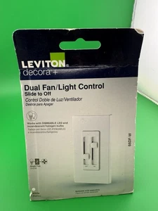 Interruptor deslizante atenuador LED blanco doble ventilador/atenuador Leviton Decora SureSlide nuevo 66DF-W - Imagen 1 de 6