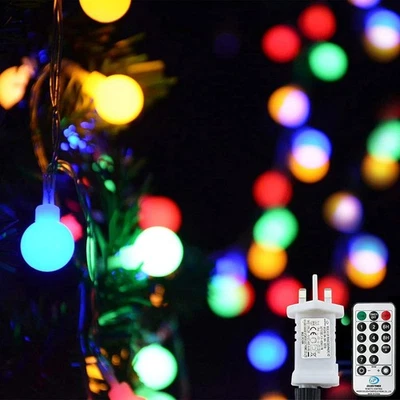 Fairy Lights Plug in 120 LEDs, 15M/49ft Globe String Lights, 8 Modes Garden Ligh - Image 1 of 4