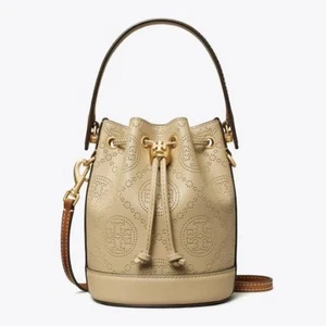 Tory Burch T Monogram 2-Way Leather Shoulder Bag Beige, Handbag, Used - Picture 1 of 14