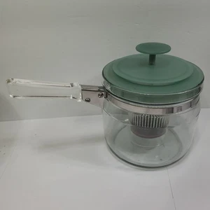 Cafetera de vidrio vintage Pyrex Flameware olla percoladora prensa verde  - Imagen 1 de 12