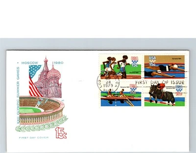 S06-4719, OLYMPIC GAMES, MOSCOW 1980, SE-TENANT BLOCK, HOUSE OF FARNAM, FDC - Image 1 of 2