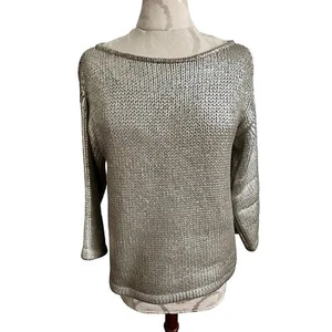 St John Couture Damen Gold U-Boot-Ausschnitt Strickpullover Petite Small - Bild 1 von 8