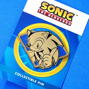 Sonic The Hedgehog Sonic Golden Series Enamel Pin Figure Blue Chaos Emerald - Picture 1 of 1