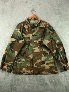 Vintage 80s US Army Jacket Woodland Camo Shirt Combat Military Jacket Medium - Bild 1 von 7