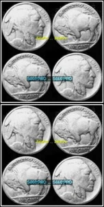 LOTE DE 4 MONEDAS DE 5 CENTAVOS ESTADOS NÍQUEL VINTAGE BÚFALO INDIO 1913 - 1938 EE. UU. - Imagen 1 de 2