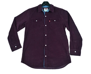 Levis Corduroy Shirt Boys Large Pearl Snap Burgundy Soft Western Country - Picture 1 of 6