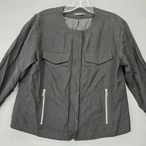 DKNY Women Jacket Size S Black Preppy Long Sleeve Full Zip Windbreaker Pockets - Picture 1 of 10