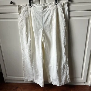 Daily Practice by Anthropologie Straight-Leg Pants Cream Elastic Waist 3X Nwt - Picture 1 of 11