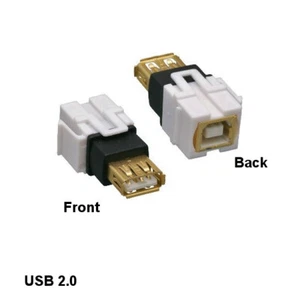 KNTK USB 2.0 A to B Wall Plate Keystone for Patch Panel Surface Mount White - Picture 1 of 1
