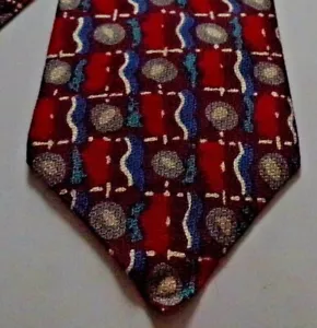 417 by van Heusen Krawatte rot, grau, weiß, lila und blau 100 % Seide - Bild 1 von 7
