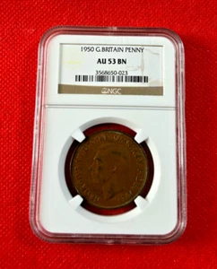 1950 GREAT BRITAIN PENNY NGC AU 53 BN - Picture 1 of 2