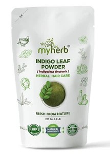 MYHERB 100% Natural Organic Indigo Leaf Powder (Indigofera tinctoria) || 227 Gm/ - Picture 1 of 5