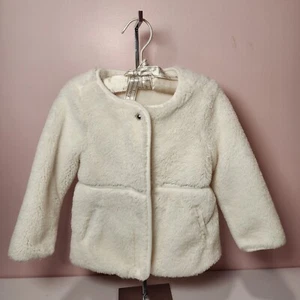 Giacca cappotto formale Janie and Jack avorio pelliccia sintetica elegante vacanza da 18 a 24 mesi - Foto 1 di 8