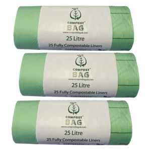 25 Litre x 75 CompostBag Compostable Food Waste Caddy Liner Bin Bags (25L) - Picture 1 of 1
