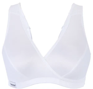 WHITE Brand Name 46F 46G (Low-Impact) 2-N-1 SPORT Bra (WICKS) Wide-Straps NEW - Picture 1 of 16