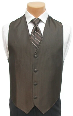 Men's Chocolate Brown Jean Yves Cooper Tuxedo Vest & Tie Formal Wedding Prom - Image 1 of 2