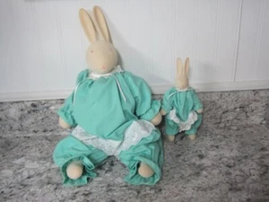 Lot of 2 Dept 56 BUNNY O'HARE Bunny Dolls Articulated Flocked 17" and 7" - Picture 1 of 8