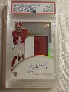 🔥 2022 8/25 PSA 9 Jameson Williams Rookie RC Patch Auto Autograph Immaculate - Picture 1 of 5