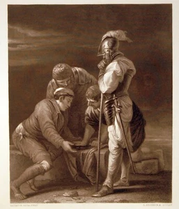"SOLDIERS GAMBLING" Lumb Stocks nach Salvator Rosa- Gravure um 1850 - Picture 1 of 2