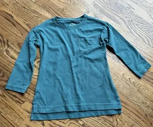 PRIMARY Kids Cotton Green Teal Long Sleeve Legging Tee T-shirt Size 4-5 EUC - Picture 1 of 5
