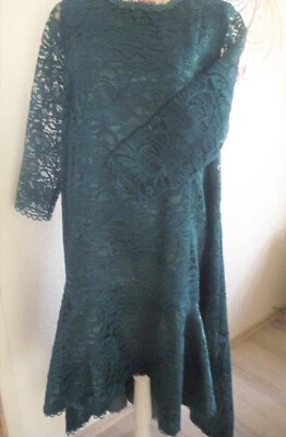 Edles Spitzenkleid, Kleid, Vokuhila Langarm Grün Gr. 44 Designer von MadamT, Neu - Bild 1 von 4