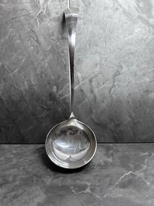 Große Silber Teller Schöpfkelle Made in England 12" monogrammiert mit S glattem Muster - Bild 1 von 7