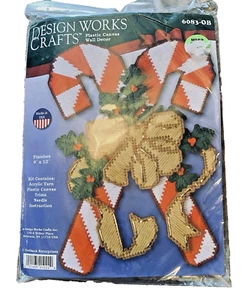 Kit Decorazione Parete Tela Plastica Design Works Artigianato Natale Canne Caramelle - Foto 1 di 5