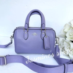 NWT Coach CR247 Mini Rowan Women's Crossbody Pebbl/ Leather Sliver/ Light Violet - Picture 1 of 11