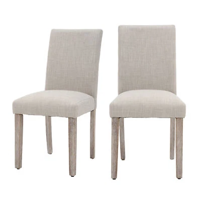 Juego de 2 sillas de comedor 36,5" asientos de cocina cubierta de tela con patas de madera Foto 1 de 4