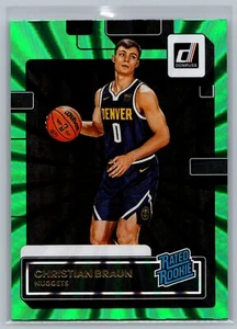 2022-23 Donruss Holo Laser Green Christian Braun #221 Denver Nuggets Rookie - Picture 1 of 2