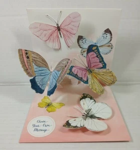 Any Occasion Greeting Card Watercolor Butterflies 3D Pop Up Card Up With Paper - Picture 1 of 6