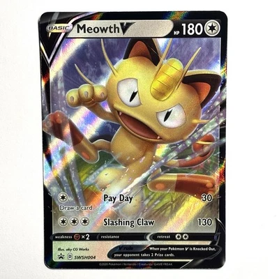 Meowth V SWSH004 SWSH: Sword & Shield Promo Card NM - Image 1 of 2