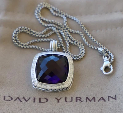 Collar David Yurman Plata de Ley 20mm Albión 18" Amatista con Diamantes Foto 1 de 4