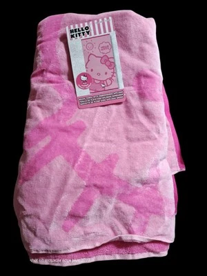 HELLO KITTY 2 Pack PINK BEACH TOWELS  WITH EMBROIDERED 100% COTTON 34” x 63” - Image 1 of 3