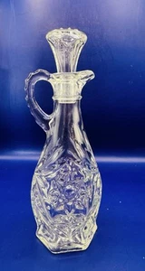 Vintage Cut Glass Cruet Oil or Vinegar Starburst Pattern with Stopper - Picture 1 of 19