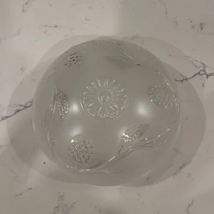 Vintage Frosted Glass Light Cover Raised Floral Lamp Shade Ceiling Fixture 7x3.5 - Picture 1 of 2