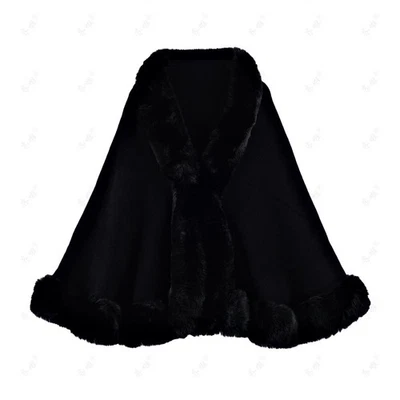 Women's Prom Genuine Rabbit Fur Knitted Cape Stole Wedding Shawl Wraps Winter - Image 1 of 4