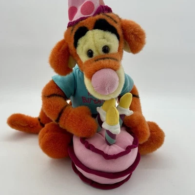 Vintage Disney Store TIGGER Happy Birthday Plush Wind Up Musical Toy 13” WORKS - Image 1 of 4