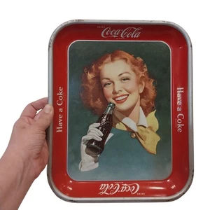 Vintage 1948 Coca-Cola Metal Advertise Serving Tray "Have A Coke" Redhead Girl - Picture 1 of 7