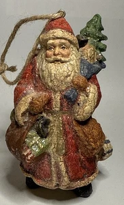 Christmas Orn Old World Style Santa rot Gewand Crackle Finish mit Geschenken 5,25" - Bild 1 von 6