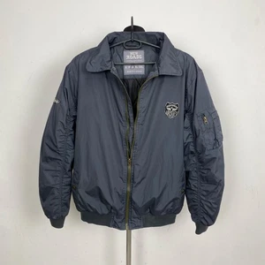 Men’s New Roads Vintage Bomber Jacket MA-1 Style Logo Size L Military - Picture 1 of 8